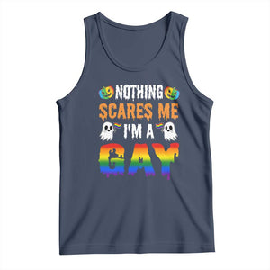 Funny Halloween LGBT Tank Top Nothing Scares Me I'm A Gay TS09 Navy Print Your Wear