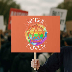 Funny Halloween LGBT Protest Sign Queer Coven TS09 Horizontal 18" × 24" Orange Print Your Wear