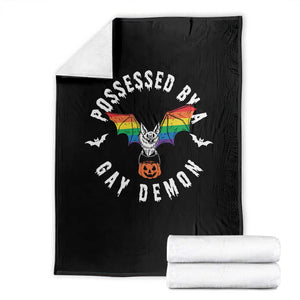 Funny Halloween LGBT Throw Blanket Possessed By Gay Demon Rainbow Bat TS09 Black Print Your Wear