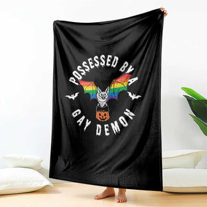 Funny Halloween LGBT Throw Blanket Possessed By Gay Demon Rainbow Bat TS09 Print Your Wear