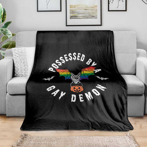 Funny Halloween LGBT Throw Blanket Possessed By Gay Demon Rainbow Bat TS09 Print Your Wear