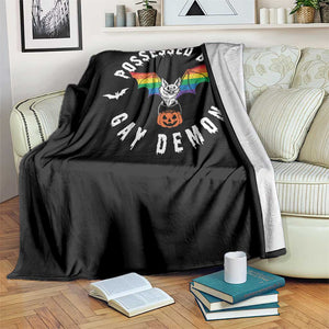 Funny Halloween LGBT Throw Blanket Possessed By Gay Demon Rainbow Bat TS09 Print Your Wear