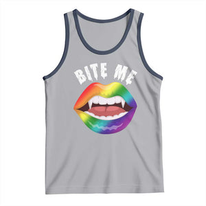 Vampire Gay Tank Top Bite Me Funny Halloween Spooky LGBT TS09 Athletic Heather Navy Print Your Wear