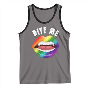 Vampire Gay Tank Top Bite Me Funny Halloween Spooky LGBT TS09 Deep Heather Black Print Your Wear