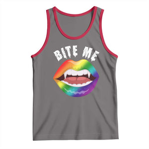 Vampire Gay Tank Top Bite Me Funny Halloween Spooky LGBT TS09 Deep Heather Red Print Your Wear