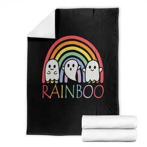 Funny Halloween Throw Blanket Rainboo Cute Ghost Rainbow TS09 Black Print Your Wear