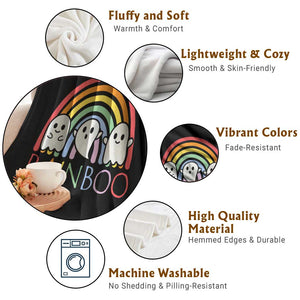 Funny Halloween Throw Blanket Rainboo Cute Ghost Rainbow TS09 Print Your Wear