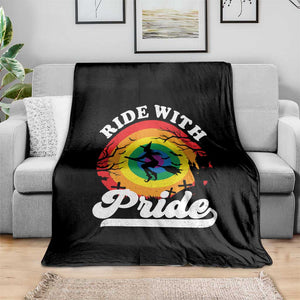 Funny Halloween LGBT Throw Blanket Ride With Pride Witch Rainbow TS09 Print Your Wear
