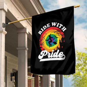 Funny Halloween LGBT Garden Flag Ride With Pride Witch Rainbow TS09 Print Your Wear