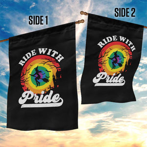 Funny Halloween LGBT Garden Flag Ride With Pride Witch Rainbow TS09 Print Your Wear