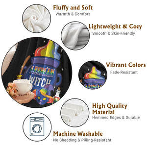 Funny Halloween LGBT Throw Blanket I'm The Lesbian Witch TS09 Print Your Wear