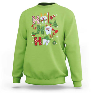Dentist Christmas Ho Ho Ho Funny Tooth Dental Sweatshirt TS09 Lime Print Your Wear