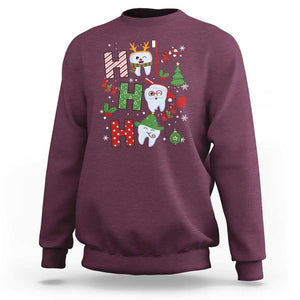 Dentist Christmas Ho Ho Ho Funny Tooth Dental Sweatshirt TS09 Maroon Print Your Wear