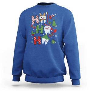 Dentist Christmas Ho Ho Ho Funny Tooth Dental Sweatshirt TS09 Royal Blue Print Your Wear