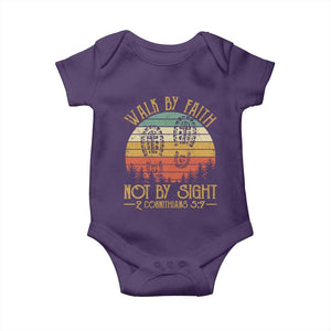 Christian Baby Onesie Walk By Faith Not By Sight Retro TS09 Purple Print Your Wear