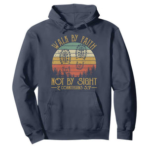Christian Hoodie Walk By Faith Not By Sight Retro TS09 Navy Print Your Wear