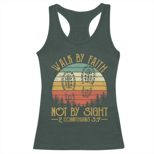 Christian Racerback Tank Top Walk By Faith Not By Sight Retro TS09 Dark Forest Green Print Your Wear