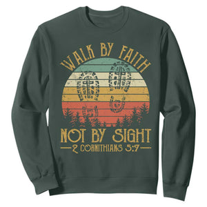 Christian Sweatshirt Walk By Faith Not By Sight Retro TS09 Dark Forest Green Print Your Wear