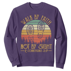 Christian Sweatshirt Walk By Faith Not By Sight Retro TS09 Purple Print Your Wear