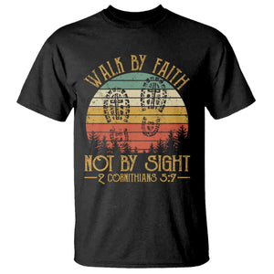 Christian T Shirt Walk By Faith Not By Sight Retro TS09 Black Print Your Wear