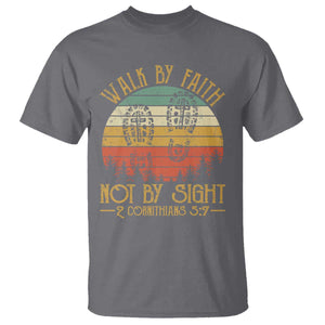 Christian T Shirt Walk By Faith Not By Sight Retro TS09 Charcoal Print Your Wear