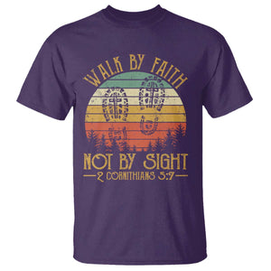 Christian T Shirt Walk By Faith Not By Sight Retro TS09 Purple Print Your Wear