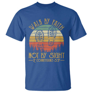 Christian T Shirt Walk By Faith Not By Sight Retro TS09 Royal Blue Print Your Wear