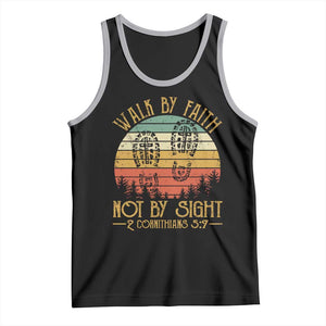 Christian Tank Top Walk By Faith Not By Sight Retro TS09 Black Athletic Heather Print Your Wear