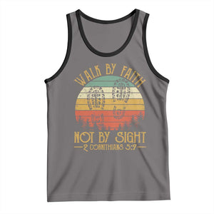 Christian Tank Top Walk By Faith Not By Sight Retro TS09 Deep Heather Black Print Your Wear