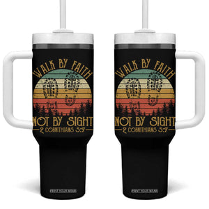 Christian Tumbler With Handle Walk By Faith Not By Sight Retro TS09 One Size: 40 oz Black Print Your Wear