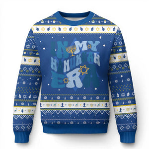 In My Hanukkah Era Hanukkah Ugly Sweater Groovy Chanukkah Jewish TS09 Blue White Print Your Wear