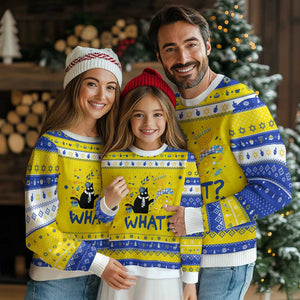 Funny Hanukkat What Black Cat Hanukkah Ugly Sweater TS09 Gold Royal Blue Print Your Wear