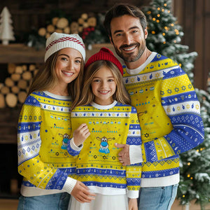 Funny Jewdolph Jewish Reindeer Menorah Hanukkah Ugly Sweater TS09 Gold Royal Blue Print Your Wear