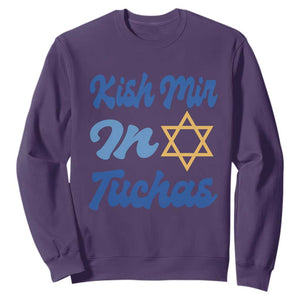 Funny Hanukkah Sweatshirt Kish Mir In Tuchas Jewish Yiddish Ashkenazi TS09 Purple Print Your Wear