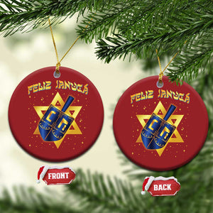 Funny Hanukkah Christmas Ornament Feliz Januca Jewish Sephardic Ladino TS09 Circle Red Print Your Wear