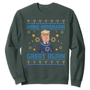 Funny Make Hanukkah Great Again Trump Sweatshirt TS09 Dark Forest Green Print Your Wear