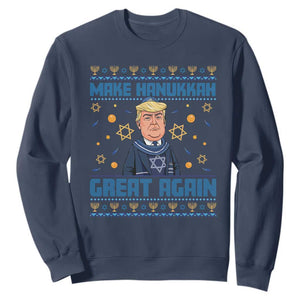 Funny Make Hanukkah Great Again Trump Sweatshirt TS09 Navy Print Your Wear