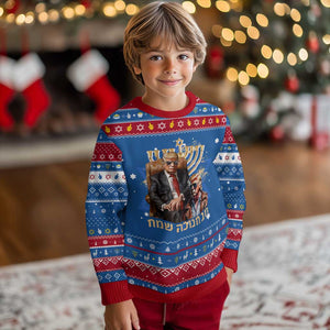 Funny Trump Hanukkah Ugly Sweater Feliz Januca Ladino Jewish Sephardic TS09 Blue Red Print Your Wear