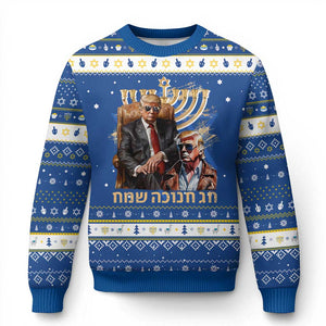 Funny Trump Hanukkah Ugly Sweater Feliz Januca Ladino Jewish Sephardic TS09 Blue White Print Your Wear