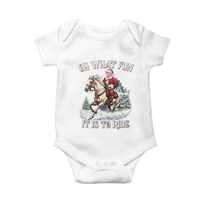Funny Xmas Trump Baby Onesie Oh What Fun It Is To Ride Cowboy Trump Riding Horse TS09 White Print Your Wear