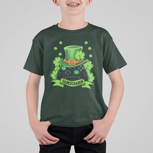 St. Patrick's Day T Shirt For Kid Gamerchaun Video Game Funny Lucky Gamer TS09 Dark Forest Green Printyourwear