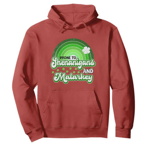 Funny St Patrick's Day Hoodie Prone To Shenanigans And Malarkey TS09 Red Print Your Wear