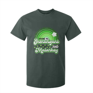 Funny St Patrick's Day T Shirt For Kid Prone To Shenanigans And Malarkey TS09 Dark Forest Green Print Your Wear
