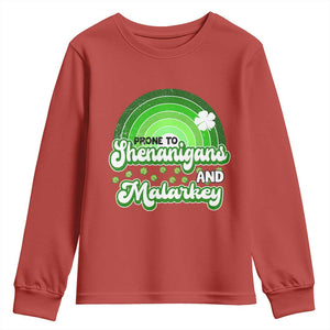 Funny St Patrick's Day Youth Sweatshirt Prone To Shenanigans And Malarkey TS09 Red Print Your Wear