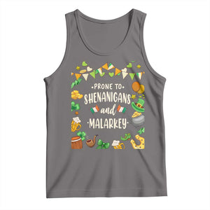 St Patrick's Day Tank Top Funny Prone To Shenanigans And Malarkey TS09 Deep Heather Print Your Wear
