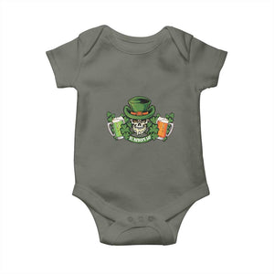 St Patrick's Day Baby Onesie Irish Beer Funny Skeleton Drinking TS09 Military Green Print Your Wear