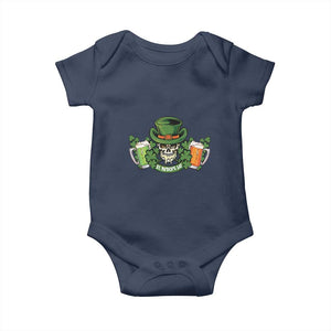 St Patrick's Day Baby Onesie Irish Beer Funny Skeleton Drinking TS09 Navy Print Your Wear