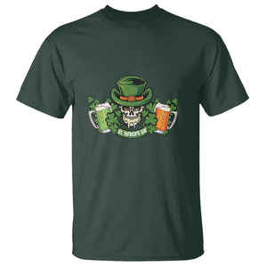 St. Patrick's Day T Shirt Irish Beer Funny Skeleton Drinking TS09 Dark Forest Green Printyourwear