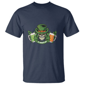 St. Patrick's Day T Shirt Irish Beer Funny Skeleton Drinking TS09 Navy Printyourwear