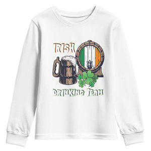 St Patrick's Day Youth Sweatshirt Beer Drinking Team Ireland Flag TS09 White Print Your Wear